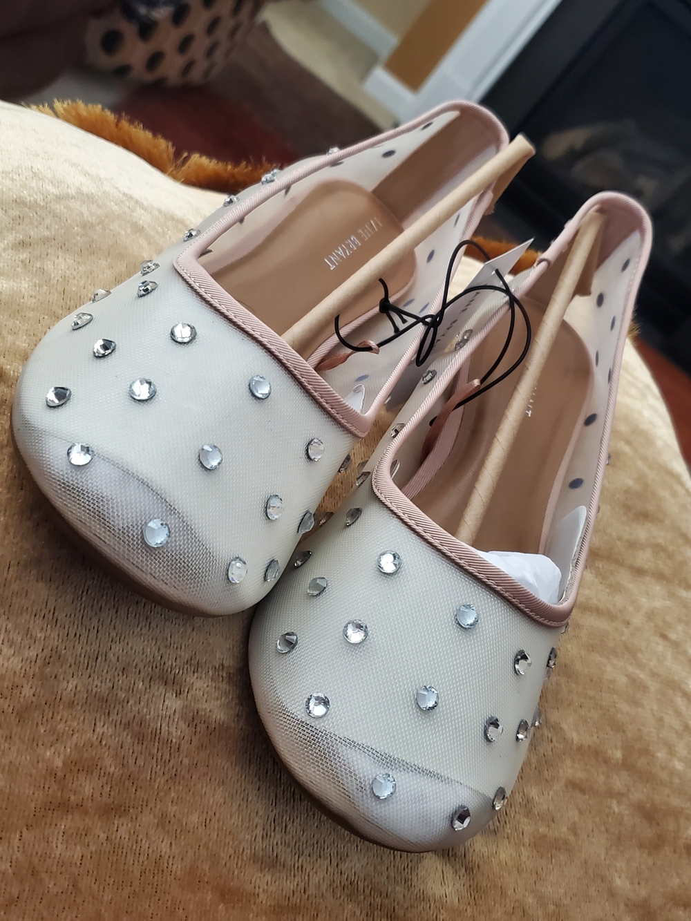 Lane Bryant Tan Embellished Mesh Ballet Flats - Picture 5 of 10